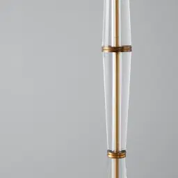 Nela Crystal and Brushed Bronze Metal Floor Lamp - White Linen Lamp Shade