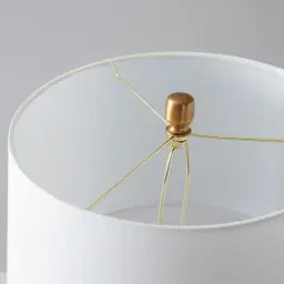 Nela Crystal and Brushed Bronze Metal Floor Lamp - White Linen Lamp Shade