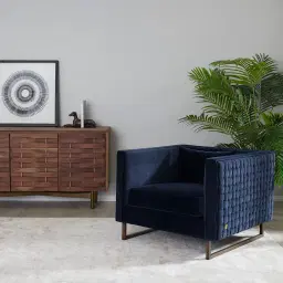 Interwoven Navy Blue Fabric Chair