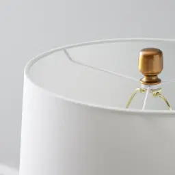 Dorian Brushed Bronze Coloured Glaze Sea Glass Table Lamp -  White Linen Lamp Shade