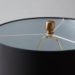 Franklin Brushed Bronze Metal Table Lamp - Black Fabric Lamp Shade