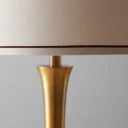 Mandy Brushed Gold Metal Table Lamp - Beige Fabric Lamp Shade