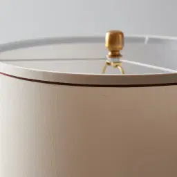 Mandy Brushed Gold Metal Table Lamp - Beige Fabric Lamp Shade