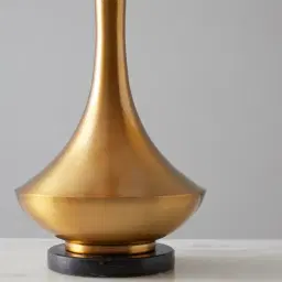 Mandy Brushed Gold Metal Table Lamp - Beige Fabric Lamp Shade