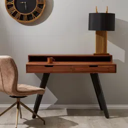 Angus Brushed Bronze Metal Table Lamp - Black Fabric Lamp Shade