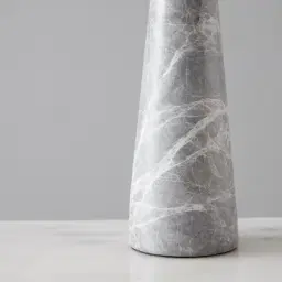 Nadia Brushed Bronze Metal and Grey Marble Table Lamp - Grey Linen Lamp Shade