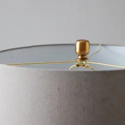 Nadia Brushed Bronze Metal and Grey Marble Table Lamp - Grey Linen Lamp Shade