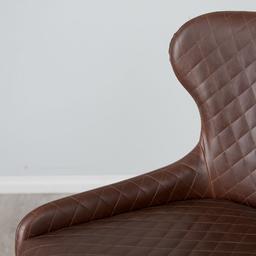 Quinn Brown Vegan Leather Bar Stool - Brass Colour Legs