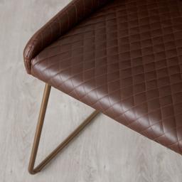 Quinn Brown Vegan Leather Dining Chair - Brass Colour Legs
