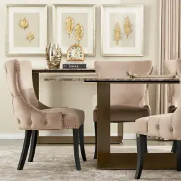 Camille II Almond Beige Velvet Dining Chair 