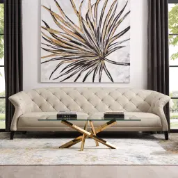 Regal Cream Leather 3-Seater Sofa 