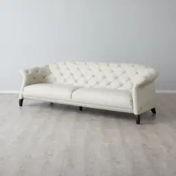 Regal Cream Leather 3-Seater Sofa 