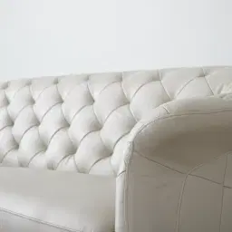 Regal Cream Leather 3-Seater Sofa 