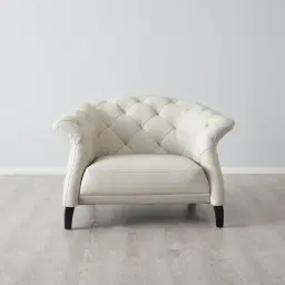 Regal Cream Leather Single Seat Sofa