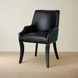 Errol Black Patterned Vegan Leather Dining Chair