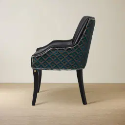 Errol Black Patterned Vegan Leather Dining Chair
