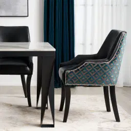 Errol Black Patterned Vegan Leather Dining Chair