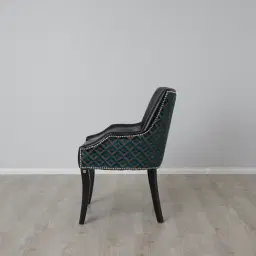 Errol Black Patterned Vegan Leather Dining Chair