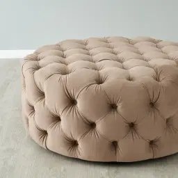 Kelly Beige Velvet Ottoman