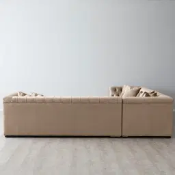 Audrey Beige Velvet Corner Sofa