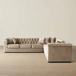Audrey Beige Velvet Corner Sofa