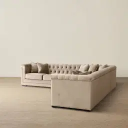 Audrey Beige Velvet Corner Sofa