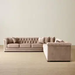 Audrey Beige Velvet Corner Sofa