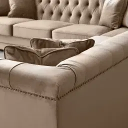 Audrey Beige Velvet Corner Sofa