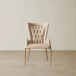 Henry Sand Beige Vegan Leather Dining Chair - Brushed Gold Legs