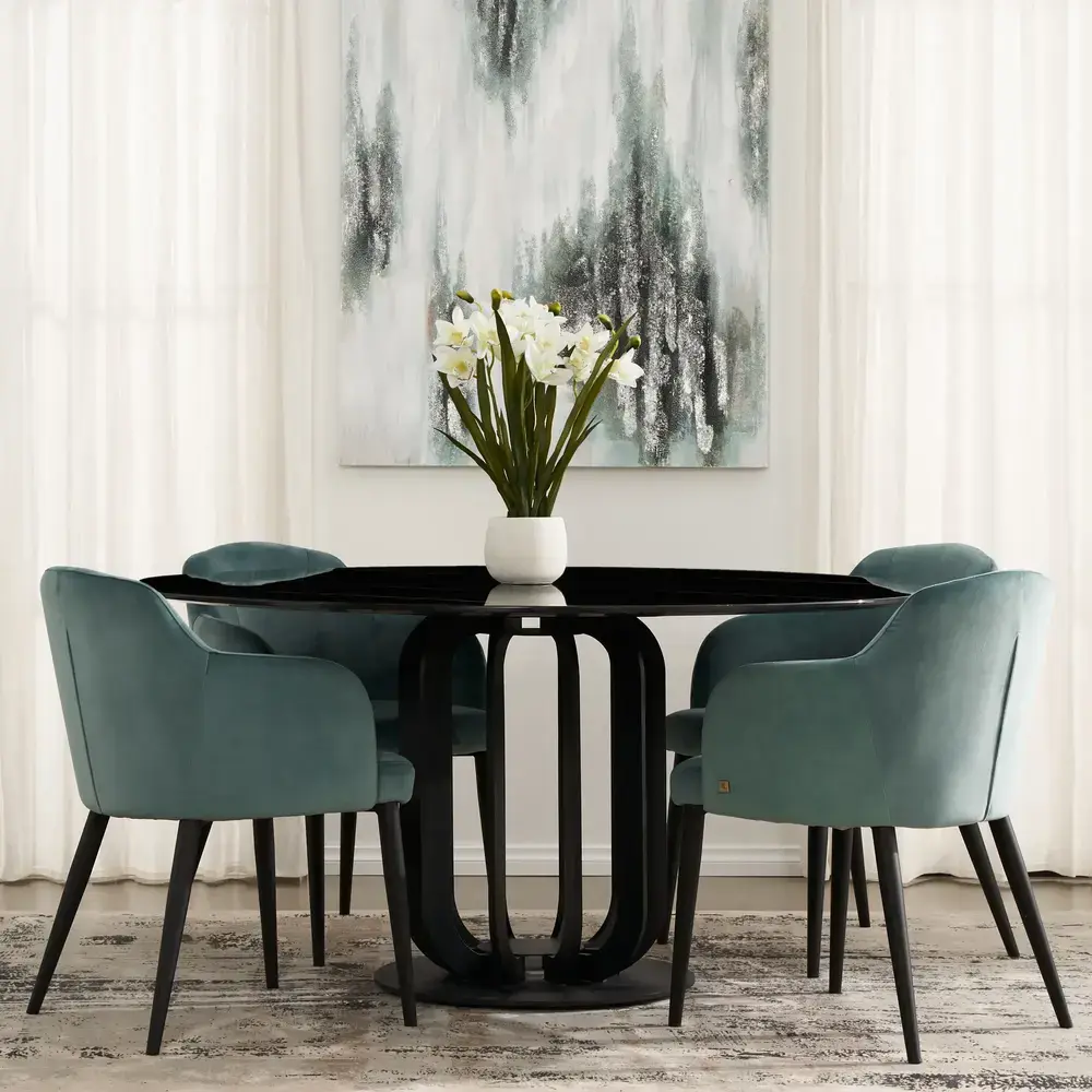 Lillian Black Marble Dining Table