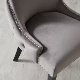 Camille II Pebble Grey Velvet Dining Chair