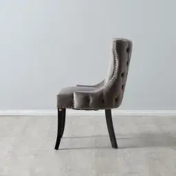 Camille II Pebble Grey Velvet Dining Chair