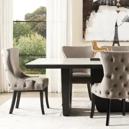 Camille II Pebble Grey Velvet Dining Chair