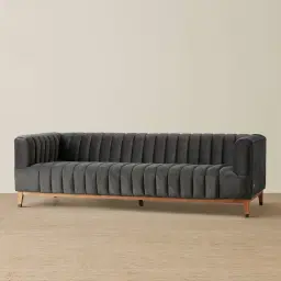 Astoria III Charcoal Velvet 3-Seater Sofa 