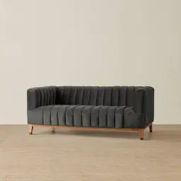 Astoria III Charcoal Velvet 2-Seater Sofa 