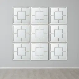 Angular Distressed Silver Square Mirror