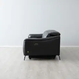 Carolina Black Leather 3-Seater Electric Recliner 