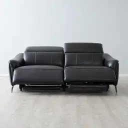 Carolina Black Leather 3-Seater Electric Recliner 