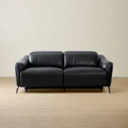 Carolina Black Leather 2-Seater Electric Recliner 