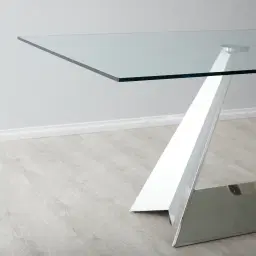 Zephyr Stainless Steel Dining Table - Glass Top