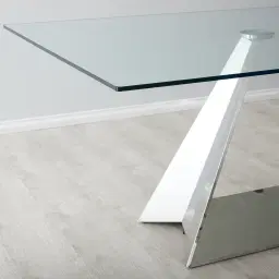 Zephyr Stainless Steel Dining Table - Glass Top