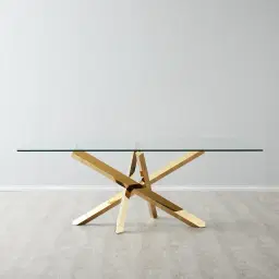 Lola Gold Dining Table - Glass Top