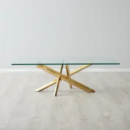 Lola Gold Coffee Table - Glass Top