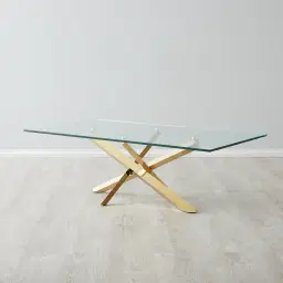 Lola Gold Coffee Table - Glass Top