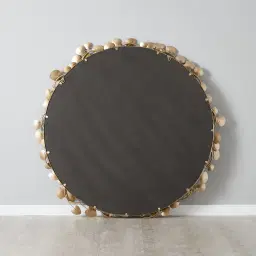 Laceleaf Antique Gold Round Mirror