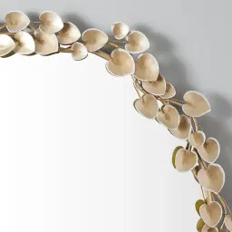 Laceleaf Antique Gold Round Mirror