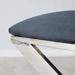 Elle Black Ottoman - Polished Stainless Steel Legs