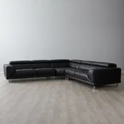 Fortitude II Black Leather Corner Lounge