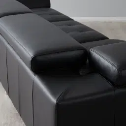 Fortitude II Black Leather Corner Lounge