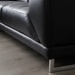 Fortitude II Black Leather Corner Lounge